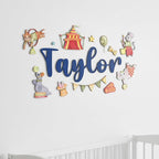 Custom Nursery Name Sign with Themed Decor Kit | Personalized Wooden Wall Art for Baby, Kids Room | Space, Jungle, Circus, Under the Sea, Woodland, Rainbow (30", Circus)