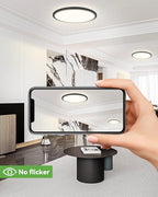 Zemty 8Pack 12 Inch LED Flush Mount Light, 28W 3200lm Super Slim Ceiling Light Fixture, 3000K/4500K/6000K Selectable Ceiling Lamp for Bedroom, Bathroom, Kitchen, Living Room (Black)