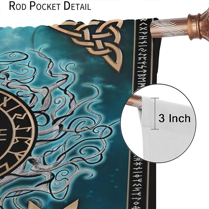 Viking Curtains Viking Totem Curtains Ancient Scandinavian Bedroom Living Room Decoration 2 Panel Groups W63 * L72 Inch