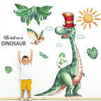 Summer Dinosaurs Wall Stickers Decals Kid Room Nursery Baby Bedroom Décor (Dinosaur with Hat)