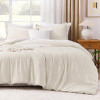 Litanika Twin/Twin XL Comforter Set Beige, 2 Pieces Lightweight Solid Bedding Comforter Set, All Season Fluffy Bed Set (66x90In Comforter & 1 Pillowcase)