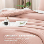 Litanika Pink Comforter Set King Size, 3 Pieces Blush Plain Bedding Comforter Set, All Season Bed Set (90x90In Comforter & 2 Pillowcases)