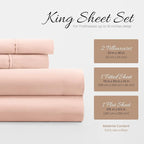 Linen Market Double-Brushed Microfiber King Sheet Set 4 Piece – Oeko-TEX Certified Ultra Soft & Wrinkle-Free - 16" Deep Pocket Sheets - Easy Care King Size - Blush