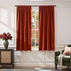 Lazzzy Velvet Blackout Curtains Thermal Insulated Room Window Drapes Super Soft Luxury Curtains for Living Room Bedroom Rod Pocket 2 Panels, Rust Red, 52" W x 63" L