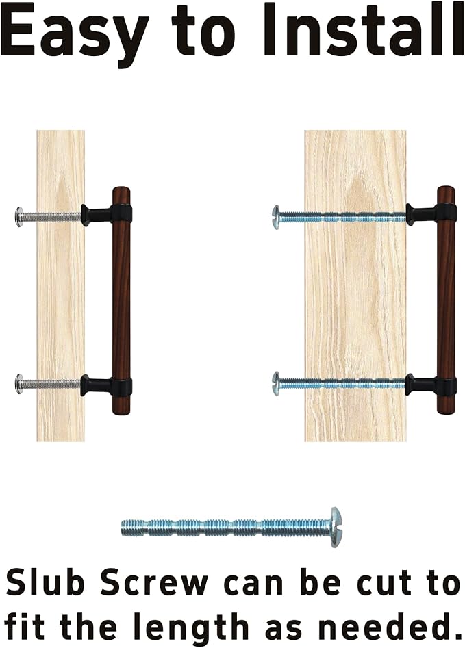4Pcs 6.6” Walnut Wood Drawer Pulls, 128mm/5 Hole Center, Kitchen Cabinet Hardware Handles, Metal and Wooden Cabinet Knobs, T Bar Knob Pull Handles for Wardrobe, Dresser, Cupboard