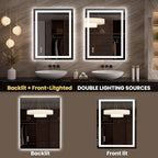 LOAAO 27.6"x35.4" LED Mirror for Bathroom, Lighted Bathroom Mirror with Lights, Anti-Fog, Dimmable, Memory Function, Easy to Install, Clear Reflection