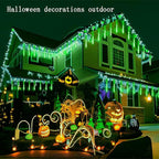 Kwaiffeo Green Icicle Lights, 16 Tubes Meteor Shower Lights(Equivalent to 2 Sets of 8-Tube) for Halloween Christmas Decorations Outdoor, Green Light for Xmas St. Patrick's Day Alien Decor, UL Plug