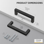 goldenwarm 22 Pack 3 Inch Black Cabinet Handles Matte Black Drawer Pulls Stainless Steel Cabinets Hardware Square Bar Modern for Kitchen Bathroom Cupboard
