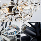WUZUPS Crystal Chandelier Flushmount Ceiling Light Modern Lighting Fixture for Bedroom Hallway Bar Kitchen Bathroom, H 8.9" x W 17.7", Black, E12 Base