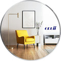 Silver Round Mirror, Silver Round Mirror 24 inch, Circle Bathroom Mirrors Metal Frame, Circle Mirrors for Wall, Over Sink, Bathroom, Living Room, Vanity.