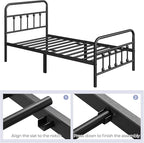 Yaheetech Classic Metal Platform Bed Frame Mattress Foundation with Victorian Style Iron-Art Headboard/Footboard/Under Bed Storage/No Box Spring Needed/Twin XL Size Black