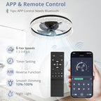 LEDIARY 22" Modern Ceiling Fans with Lights and Remote, Dimmable Low Profile Ceiling Fan, Flush Mount Ceiling Fan, Stepless Color Temperature Change and 6 Speeds - Black