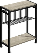 Small Side Table for Small Space, 3-Tier Narrow End Table with Magazine Holder, Slim Nightstand, Skinny Snack Couch Table in Living Room, Bedroom, Study, Kitchen and Balcony (Greige)