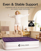 CHILLSUN Twin Air Mattress with Built in Pump for Guest & Home, 16" Inflatable Blow Up Mattress, Air Bed with Carrying Bag for Camping, Raised Elevated Double High Air Mattresses Foldable & Portable