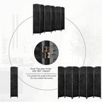 Rose Home Fashion Room Divider, 6 ft Tall Room Dividers and Folding Privacy Screens, 16in Privacy Screen 6 Panel Black Space Temporary Wall Foldable Partition Separation