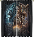Cool Norse Viking Theme Curtains - Fantasy Ancient Symbols Wildlife Wolf Nordic Vikings Thermal Insulated Blackout Curtains - Rod Pocket Window Treatment Drapes for Bedroom 2 Panels 63L x 27.5W