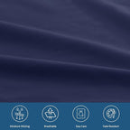 Queen Sheet Set for Air Mattress - Sheets Queen Size Bed Set - 3Pcs Side Storage Pocket Fitted Sheet & Pillowcases Easily Fits 16in to 24in Pillow Top Air Bed Mattress - Navy Blue