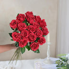 FOTEEWL 60 Pcs Artificial Rose Flower Realistic Faux Silk Roses Stem Fake Roses Bouquet for Flower Arrangement,Wedding Centerpieces,Party,Home Decorations (Burgundy)