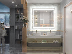 Keonjinn Bathroom LED Mirror 42 x 36 Inch Frontlit and Backlit, Stepless 3 Colors Temperature & Dimmable Tempered Glass Mirror, UL Listed LED Driver, Double LED Strips, Anti-Fog Lighted Vanity Mirror