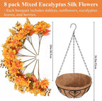 Waipfaru Artificial Fake Fall Hanging Mums Plants Flowers Basket for Outdoor, Faux Mums Floral Hanging Plant in Hang Planter Look Real UV Resistant for Porch Patio Balcony Yard Outdoor Decor (2Pcs)