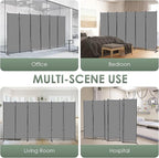 RANTILA 6 Panel Room Divider, 6 FT Folding Privacy Screen with Wide Feet, Freestanding Partition for Room Separation, Portable Room Divider Panel, 133" W x 71" H, Grey