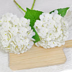 Real Touch White Hydrangea Artificial Flowers with Stems, Fake Silk Flowers for Outdoors, 3 Pcs Artificial Flowers for Home Decor Wedding Bouquets Centerpieces Vase
