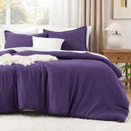 Litanika Purple Comforter Set California King Size, 3 Pieces Cal King Lightweight Solid Bedding Comforter Set, Oversized All Season Fluffy Bed Set (104x96In Comforter & 2 Pillowcases)