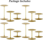 Pillar Candle Holders Candelabra Gold - Set of 12 Bulk Candle Stand Iron Plate Minimalism Modern Home Mantel Dinning Table Decorations Centerpiece for Wedding, Party, Housewarming, Events