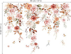 wondever Hanging Flower Vine Wall Stickers Boho Floral Leaves Peel and Stick Wall Art Decals for Living Room Girls Bedroom TV Wall