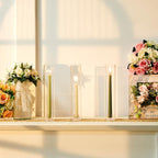 24 Set Glass Hurricane Candle Holders 11.8" Open Ended Glass Candleholder Tube Shape Bottomless and 1.26" Taper Clear Candlestick Holders for Wedding Party Table Centerpiece