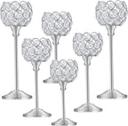 Crystal Candle Holders Set of 16 for Wedding Centerpieces Gold Or Silver Candle Holders Bulk Decorative Tealight Candle Holder for Wedding, Party,Table Centerpieces Decoration (Silver, 2 Sets(6 Pcs))