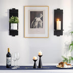 Black Candle Holder Wall Decor - 19.7 Inch Large Rustic Wooden Candle Sconces Wall Shelf for Pillar Candles Vases - Gothic Decoration for Halloween Bathroom Living Room
