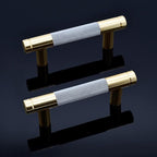 Knurled Cabinet Pulls 12 Pack, 3.5 Inch Long Cabinet Handles Metal Door Pulls, Kitchen Drawer Pull Knurled Dresser Handles - 2 1/2" Hole to Hole, Grey & Gold