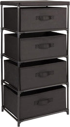 Juvale 4-Tier Fabric Dresser for Closet - 16.5 x 13 x 33 in, Black - Storage Cabinet with Drawers, Closet Drawers & Bedroom Storage