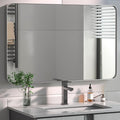 PAIHOME 24x36-Inch Brushed Nickel Bathroom-Vanity-Mirror for Wall - 304 Stainless Steel Silver Frame Bathroom Mirrors, Rectangle Farmhouse Mirror, Vertical Or Horizontal Hanging Modern Mirror