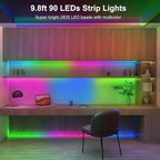 LED Strip Lights Battery Operated, 9.8ft 90 LED Strip Lights with Remote Timer Dimmable, Waterproof Flexible Lights for Indoor Outdoor TV Table Bedroom Boat Kitchen (Multicolor)
