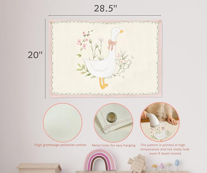 Silly Goose Nursery Rectangular Canvas Banner-Boho Flag Wall Sign Decor for Girls Toddler Kids, Baby Room Above Crib Bedroom Playroom Reading Room Decor-Baby Shower Birthday Christmas Gift