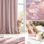 Lazzzy Velvet Blackout Curtains Thermal Insulated Room Window Drapes Super Soft Luxury Curtains for Living Room Bedroom Rod Pocket 2 Panels, Dusty Pink, 52" W x 72" L