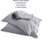 Bedsure California King Sheet Sets, Cooling Sheets, Rayon Derived from Bamboo, Breathable & Soft, Deep Pocket Up to 16 Inches, Hotel Luxury Silky Bedding for Hot Sleepers, Silver Grey