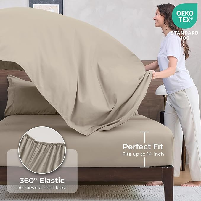 HEVUMYI Linen Twin-XL Comforter Set - 5-Piece All Season Bed in a Bag Twin-XL, Ultra Soft Bedding Set with Comforter, Flat Sheet, Fitted Sheet, Pillowcases, Pillow Shams