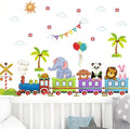 Jungle Animal Wall Stickers Train Elephant Panda Lion Rabbit Safari Wall Decals Kid Room Nursery Baby Bedroom Decor