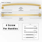 10 Pack Brushed Gold Cabinet Pulls 10 Inch(254mm) Kitchen Cabinet Handles Solid Zinc Alloy Cabinet Hardware Drawer Pulls
