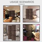 FDW Room Divider 4 Panel Room Screen Divider Wooden Screen Folding Portable Partition Screens Wood with Removable Storage Shelves Color,Brown