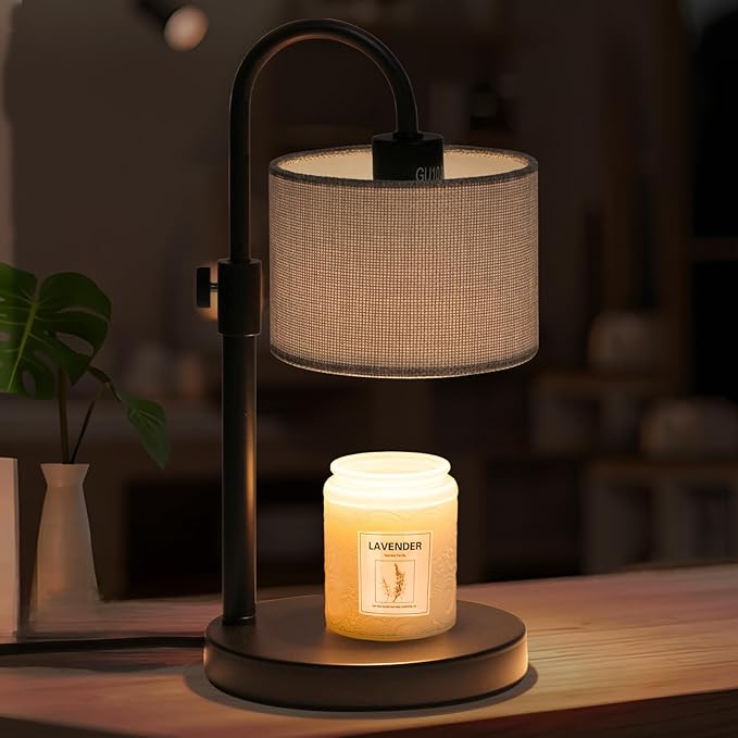 Candle Warmer Lamp with Timer, Dimmable Candle Wax Warmer Candle Lamp with 2 Bulbs, House Warming Gifts Brithday Gifts for Women Bedroom Home Decor (Gray-Upgraded)
