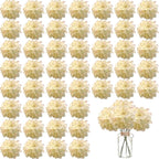 100PCS Artificial Hydrangea Flowers, Fake Flowers Silk Hydrangea Full Flowers Heads with Stems for Wedding Home Party Shop Baby Shower Decor (Apricot Pink)