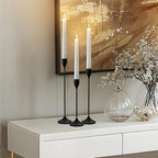 Brass Black Metal Taper Candle Holder, Vintage Candlestick Holders, Candle Sticks Holder Decor for Wedding Wedding, Dinning, Party, Fits 3/4 inch Thick Candle&Led Candles (Set of 3 Pcs)