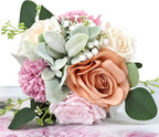 Bridesmaid Bouquets Set of 4 - Blush & Pink Artificial Flowers Bouquet for Bridesmaids Wedding Small Floral Centerpieces for Marriage Proposal Party Anniversary Dining Table Decor -7 Inch