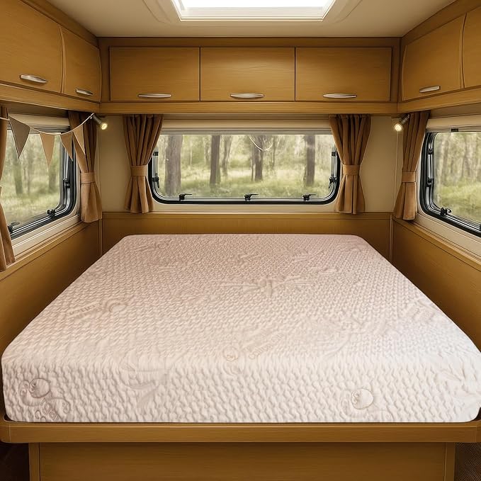Foamma 12" x 30" x 75" Gel Memory Foam Mattress for RV with Water Resistant Organic Cotton Cover, Firm High Density Foam Base, USA Made, CertiPUR-US Certified Foam