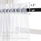 OVZME 2 Panels Sheer White Curtains 72 Inches Length Window Treatment for Kitchen, Elegant Airy Transparent Curtain Draperies Rod Pocket for Kids Living Room, Each 42 Width 72 Length