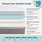 Amazon Basics Memory Foam Mattress, Soft Plush Feel, 10 Inch, King, P22MD-10K, White/Grey